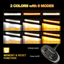 Auxbeam LED Light Bar 22 Inch 120W, 6 Modes Amber White Strobe LED Bar Dual Color Flood Spot Combo Fog Off Road Driving Work Light with 10FT Wiring Harness for Truck Boat Tractor ATV UTV Jeep Pickup