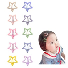 ZHOUMEIWENSP 10pcs Cute Hair Clips for Girls Colorful Macaron Hairpins Barrettes Non-slip Star Snap Hair Clips Hair Decorations for Girls, Kids, Toddlers and Women (Five-pointed star)