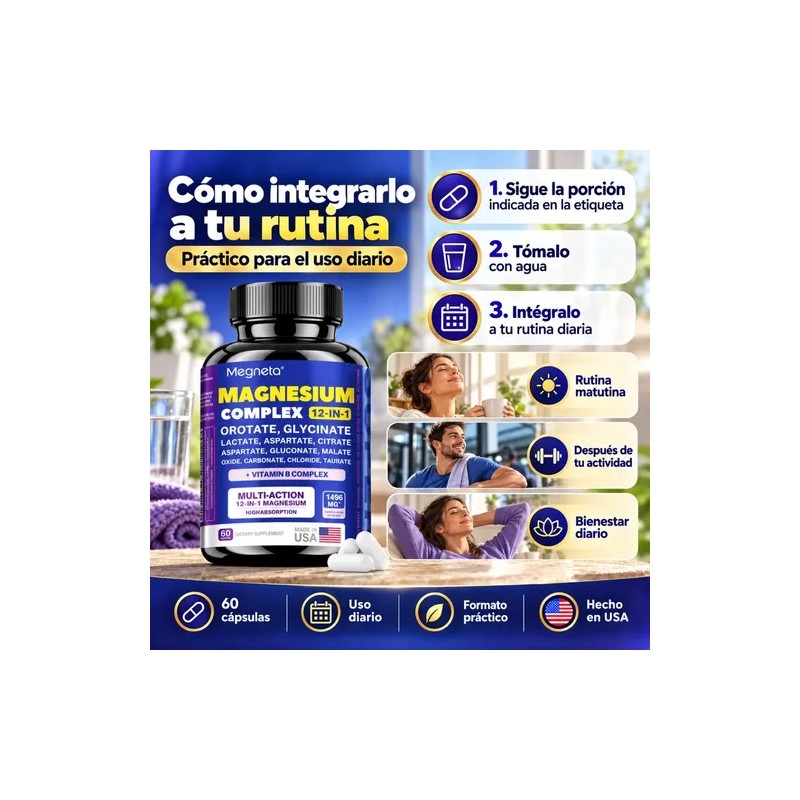 Complejo Magnesio 1496 Vitamina Cápsulas Diario