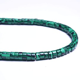 Natural Stone Beads Round Green Malachite Gemstone Beads 2x4mm Flat Heishi Disc Gemstone Loose Beads 15inch /Strand for Jewelry Making (2x4mm, Green Malachite)