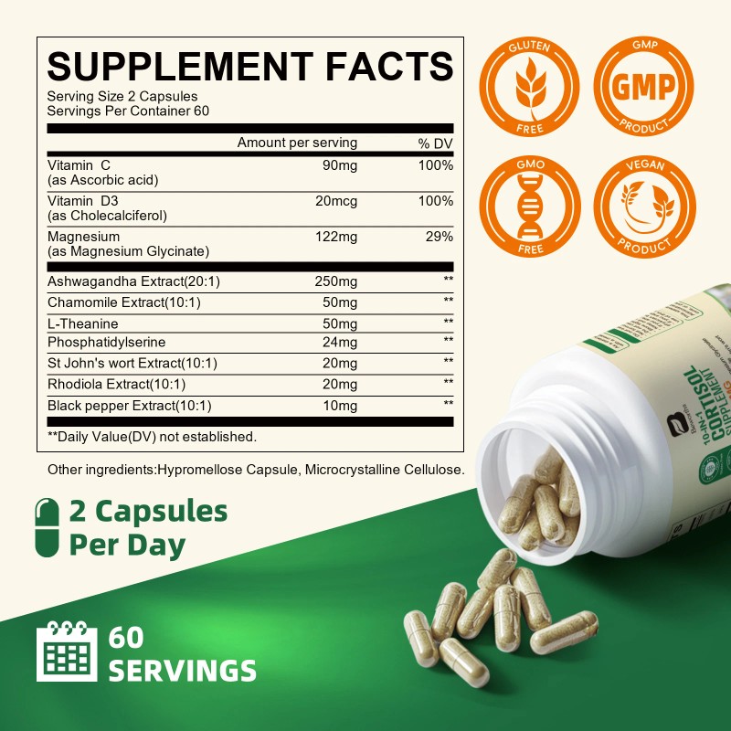 Beworths Super Cortisol Supplement Magnesium Ashwagandha L-theanine,Rel