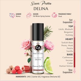 CA Perfume Impression of Delina For Women Replica Fragrance Body Oil Dupes Alcohol-Free Roll-On 0.3 Fl Oz-X1