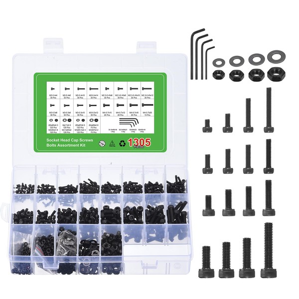 uxcell Hex Socket Bolt Kits (M2 M2.5 M3 M4), Grade
