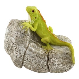 Top Collection Miniature Fairy Garden and Terrarium Iguana on Rock Statue
