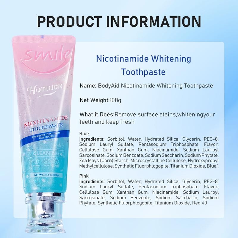 Hotluck Niacinamide Whitening Toothpaste: Removes Deep Stains, Brightens Teeth, and