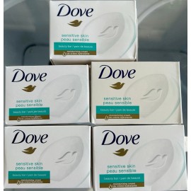 Dove Soap Bar Sensitive Skin Moisturizing Beauty Lot of 5 Size 3.17 Oz-4Oz