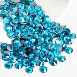 Beadsland Hotfix Rhinestones, 2880pcs Flatback Crystal Rhinestones for Crafts Clothes DIY Decorations, Indicolite, SS6, 1.9-2.1mm