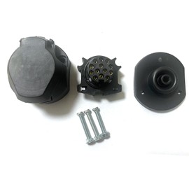 JVJ 13-Pin Trailer Socket 13-Pin 12V with Waterproof Rubber Pad for Truck Car Towing Hitch 13-Pin Trailer Socket