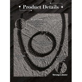 CASSIECA Men's Silver Gold Chain, Men's Snake Chain, Pearl Necklace, Rope Chain, Stainless Steel, Men's Necklace and Bracelet Set, Jewellery, Birthday, Christmas, Pack of 2, Stainless Steel