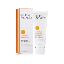 Super Facialist - Vitamin C + Brighten Skin Defence Daily Moisturiser, Face Cream For Skin Radiance & Moisture, Contains Hyaluronic Acid, Vegan Friendly, 75ml