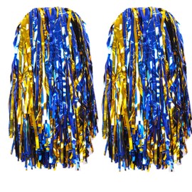 AUMIDO 2Pcs Cheerleading Pom Poms - Pompoms Cheer for Boy Girl School Sports Dance Games Team Spirit Cheer (Blue Gold)