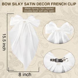 OOTDAY Oversized Long Tail Hair Bow Hair Bands Hair Bows Cute Hair Accessories for Women Birthday Gifts (White)