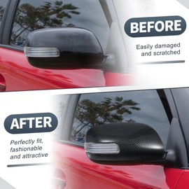 X AUTOHAUX Pair Car Rear View Driver Passenger Side Mirror Cover Cap Overlay Black Carbon Fiber for Scion tC 2011-2016 Mirror Guard Covers Exterior Decoration Trims