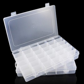 Neworkg 2 Pack Plastic Organizer Container Box with Dividers - 36 Compartment Organizer, Perfect for Fishing Tackle, Jewelry & Screws