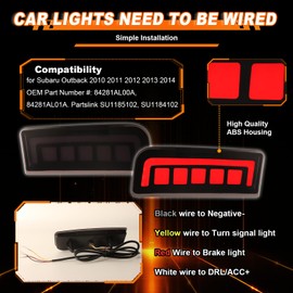 Vektoris 1Pair LED Rear Bumper Reflector Light for Subaru Outback 2010-2014 Tail Lamp with Brake Light, DRL & Sequential Turn Signal, Tail Light Replace OEM# 84281AL00A, 84281AL01A (Smoked Lens)
