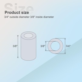 HiPicco Aluminum Spacers 3/8" Bore x 3/4" OD x 3/8" Length Unthreaded Standoff Bushing Plain Finish Round Metal Spacer, Fits Screws Bolts Rods 3/8" or M10, Oxidized Finished 10 Pack