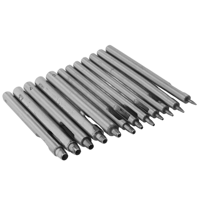 12pcs Leather Hole Punch Cutter 0.5‑5mm Hollow Punch Set for