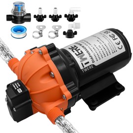 TWERE 12V Pump,7.0GPM,75Psi Diaphragm Water Pump,5 Chamber Self-Priming RV Water Pump Ideal for RV,Marine,Yacht Sprayer and Pressure Washing-1/2 MNPT Connection