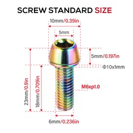 CNCLOL MTB Brake Caliper bolts,Bike Brake Caliper bolts M6x18mm Steel alloy,Rainbow