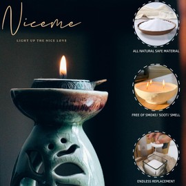 Niceme Snow Pearled Candles - 12Oz Customized Powdered Candle Sand Pourable Refillable White Pearled Candle Wax Long Lasting All Natural for Halloween Thanksgiving Christmas Wedding Party (No Wick)