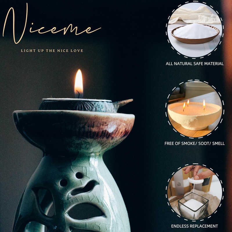 Niceme Snow Pearled Candles - 12Oz Customized Powdered Candle Sand