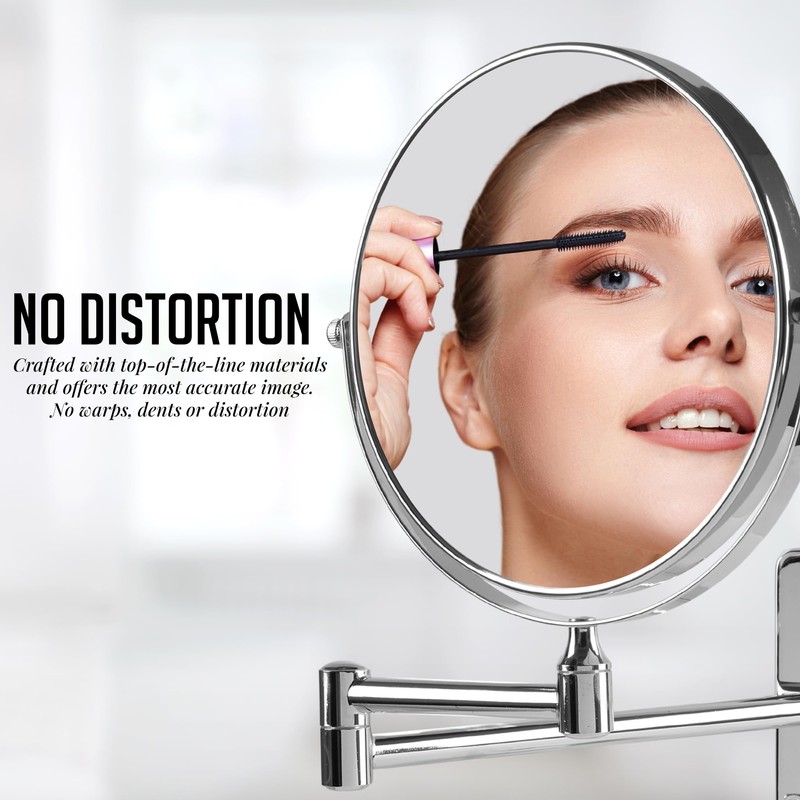 OVENTE 7" Wall Mounted Makeup Mirror with 1X/10X Magnification, Double
