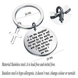 bobauna I Am The Daughter Of A King Christian Keychain Religious Jewelry Baptism Gift(daughter king keychain)