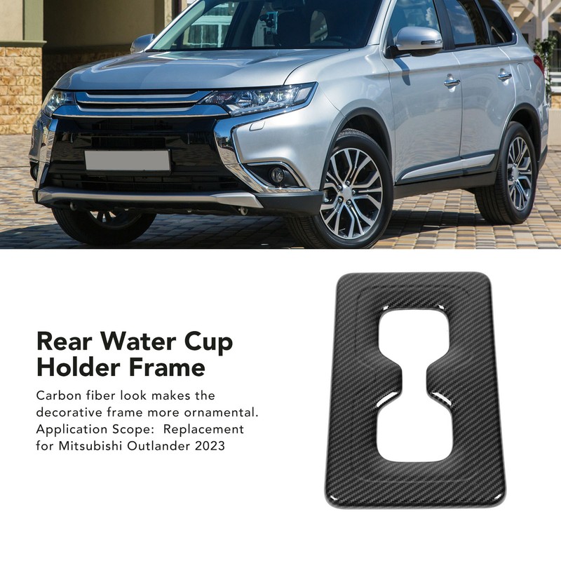 Rear Water Cup Holder Frame Cover Trim Carbon Fiber Look