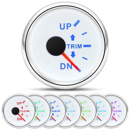 ARTILAURA Trim Gauge Meter 0-190ohms 7 Color UP-DN in Outboard Engine 52mm 2-1/6"for Yacht Boat Marine（White）