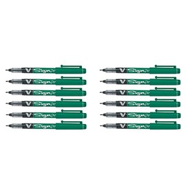 Pilot Pack of 12 Felt Pens V Sign Pen Medium Green Paste
