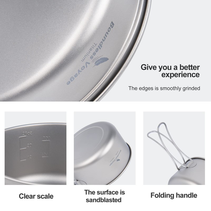 iBasingo Titanium Pot Pan Set Hanging Pot Camping Bowl Set