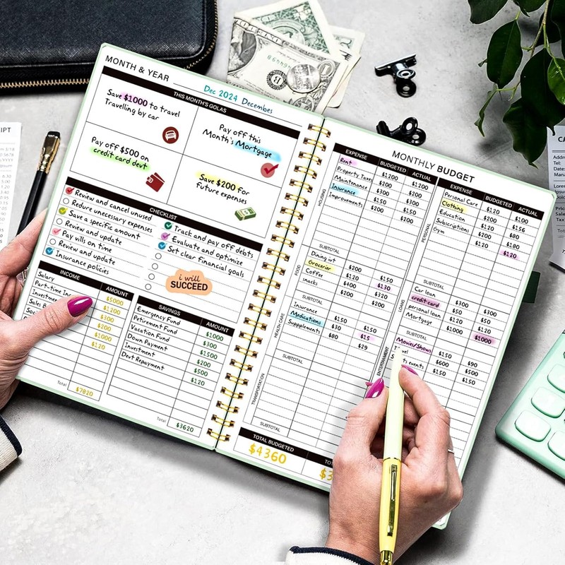 Undated Budget Planner with Tag Stickers, A5 Monthly Budget Planner