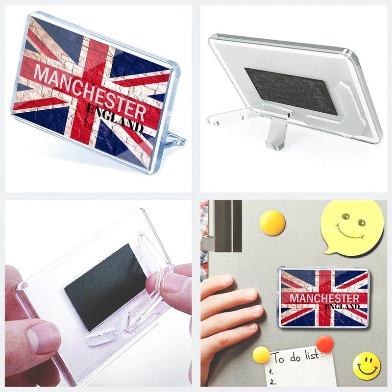 Classic Rectangle Magnet with Stand - Manchester England Flag Circle