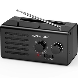 Goodes Portable Radio AM FM, Transistor Radio Battery Operated with Best Reception, Loud Speaker, Large Tuning Knob, Headphone Jack, Support USB Power Supply, Perfect for Home/Outdoor/Emergency Use