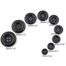 Multicolor Resin Buttons - Round 4 Holes, Various Sizes (Red, 38mm/1.5''-10Pcs)