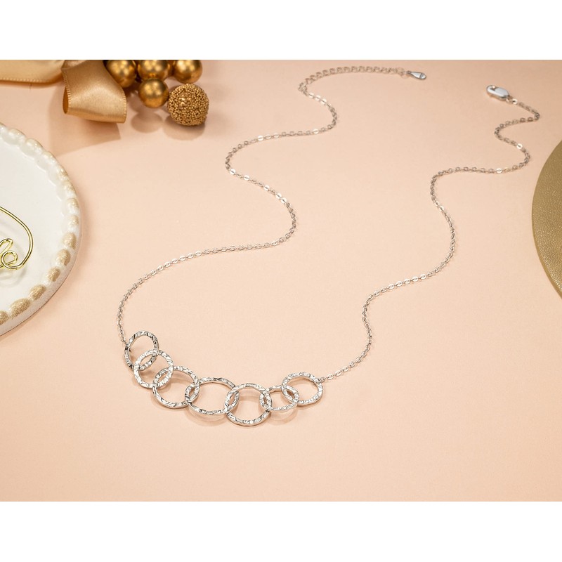 70th Birthday Gifts for Women Seven Interlocking Infinity Circles Hammered