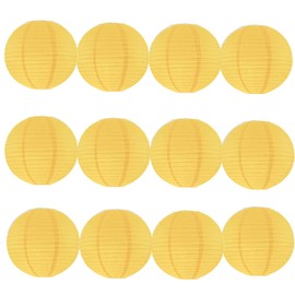 A Liittle Tree 12 PCs Round Paper Lanterns Wedding Party Christmas New Year (Yellow, 8")