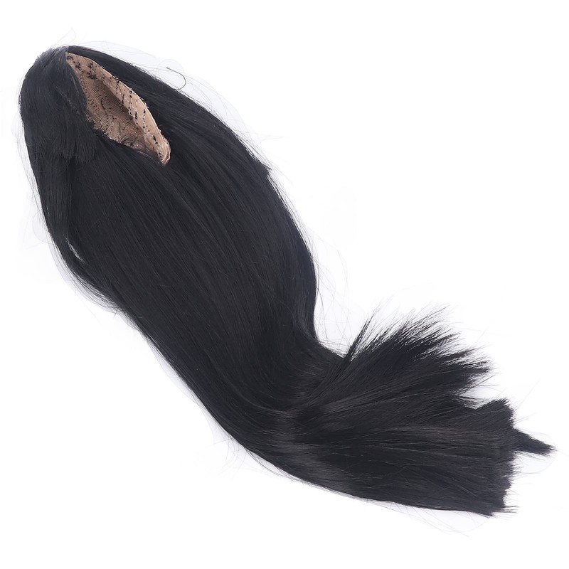 Black Doll Hair Soft Flexible Thick Hair with Bangs for