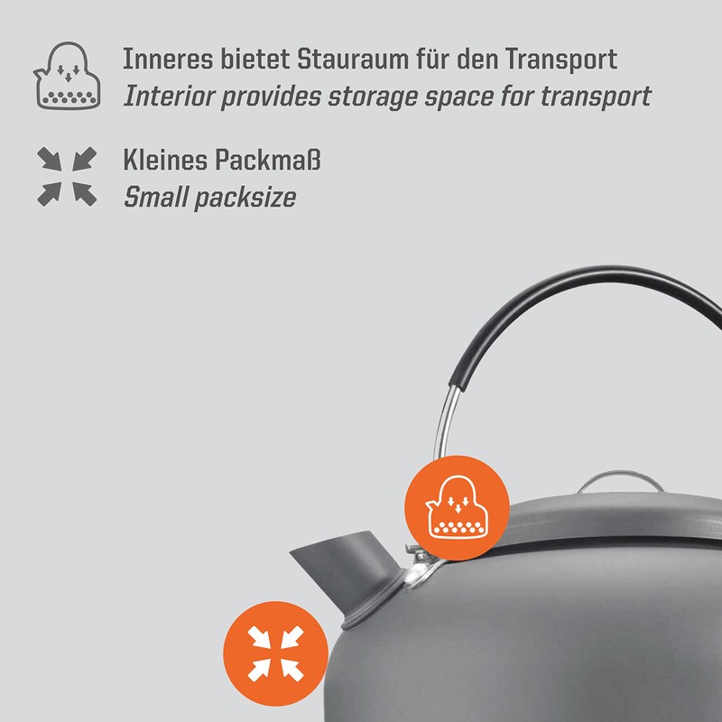 Esbit Hard Anodized Aluminum Water Kettle for Camp Stoves, 1400ml