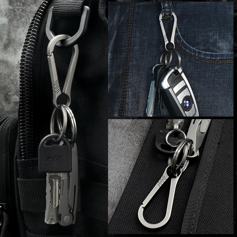 KCFEV Titanium Carabiner, Minimalist Key Ring, Key Clip, EDC Quick