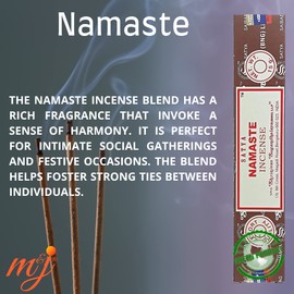 Original Satya Nag Champa Namaste Incense Sticks | with M&J incense sticks holder | Full Box | for Aromatherapy, Spa, Yoga, Weddings, Meditation, Healing, Positivity and Relaxation