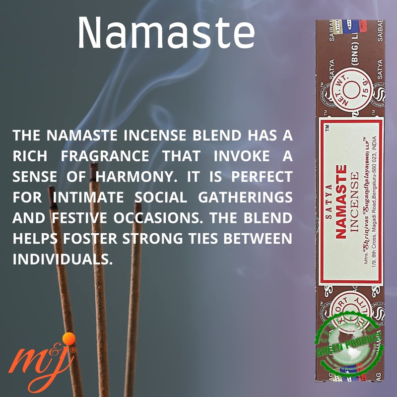 Original Satya Nag Champa Namaste Incense Sticks | with M&J