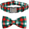 Elegant little tail Dog Collar with Bow - Christmas Checked