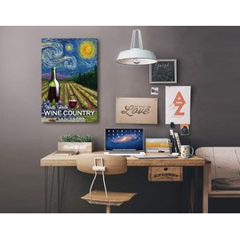 Lantern Press Walla Walla, Washington, Wine Country, Vineyard, Starry Night, (16x24 Wrapped Canvas, Wall Decor, Artwork)