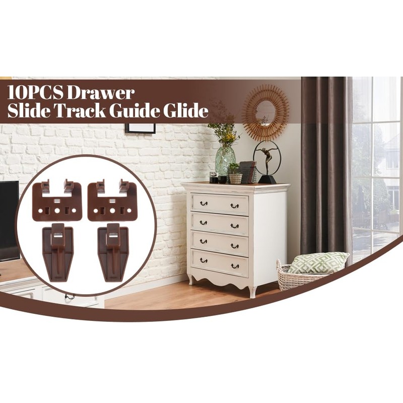 10PCS Drawer Slide Track Guide Glide for Center Mount Drawer