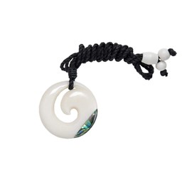 81stgeneration Women's Men's Hand Carved Bone Paua Abalone Tip Simple Maori Koru Pendant Necklace