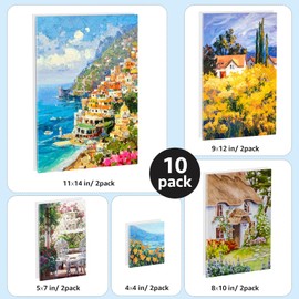 MaxGear Canvas for Painting, 10 Pack Art Paint Canvas Panels Set Boards - 4x4, 5x7, 8x10, 9x12, 11x14 Inches 100% Cotton Primed Painting Supplies for Acrylic Oil Watercolor Paint Tempera