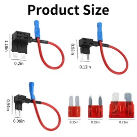 3 PCS Fuse Tap Set,Mini Micro Standard Blade Fuse Taps, 12V/24V Add-a-Circuit Piggyback Fuses Holder,Wiring Harness Adapters, Safe and Reliable Fuses Connection for Car, Truck, Boat, Easy to Use