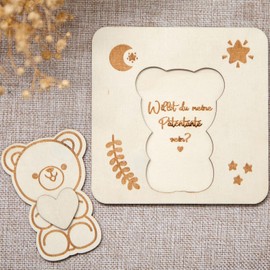Gulfmew *Willst du Meine Patentante Sein* Christening Godmother Questions Gift Godmother Questions Ideas Creative Godfather Gifts DIY Gift for Godmother and Godfather Baby Birth Baby Shower (Bear)