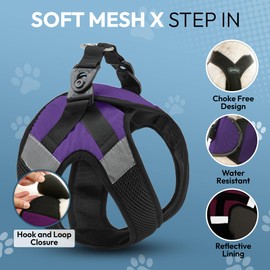Gooby Soft Mesh X Step in Dog Harness - Purple, Large